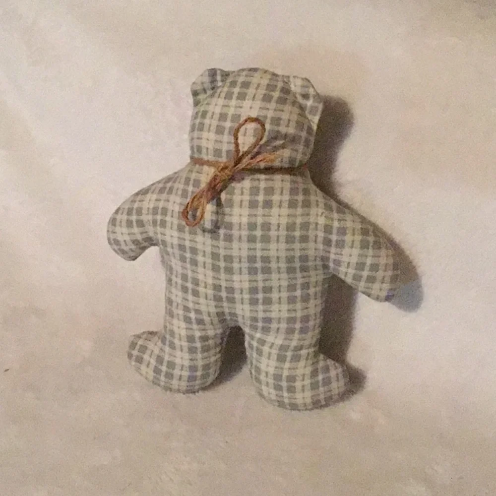 Blue plaid stuffed teddy